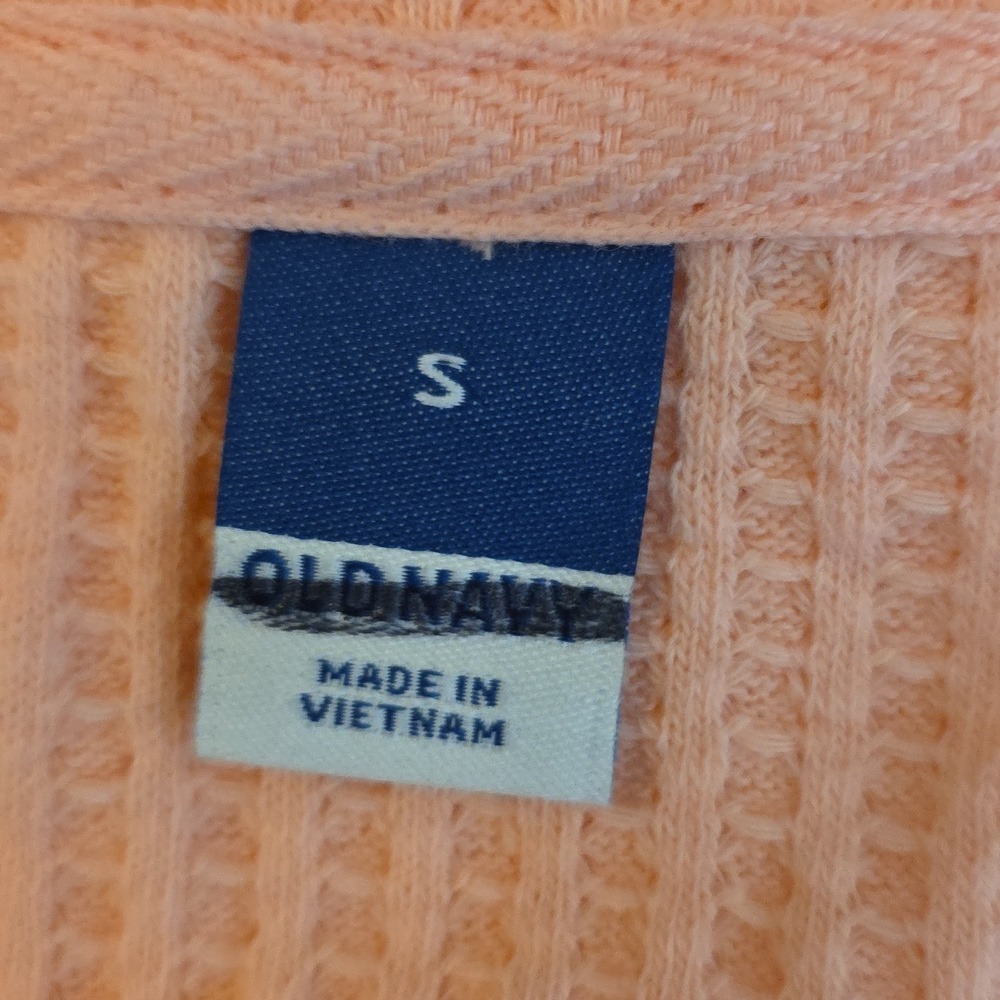 Old Navy Cozy Waffle Knit Henley Top Oversized Light Peach Pullover Small New - Picture 7 of 11